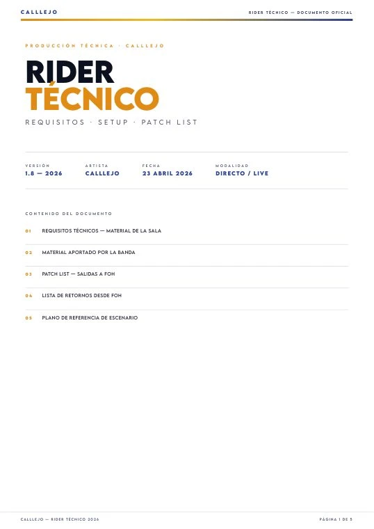 Rider técnico de Calllejo en PDF